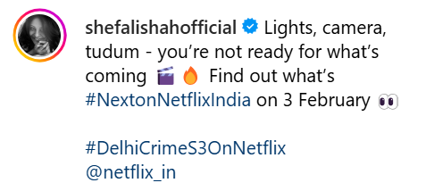 Shefali update on social media.